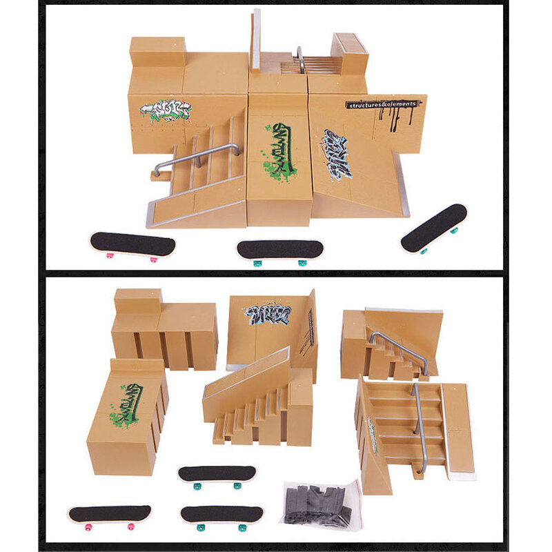 Finger Skateboards Skate Park Ramp Parts for Tech Practice Deck Children Gift Set Fingerboard Toys