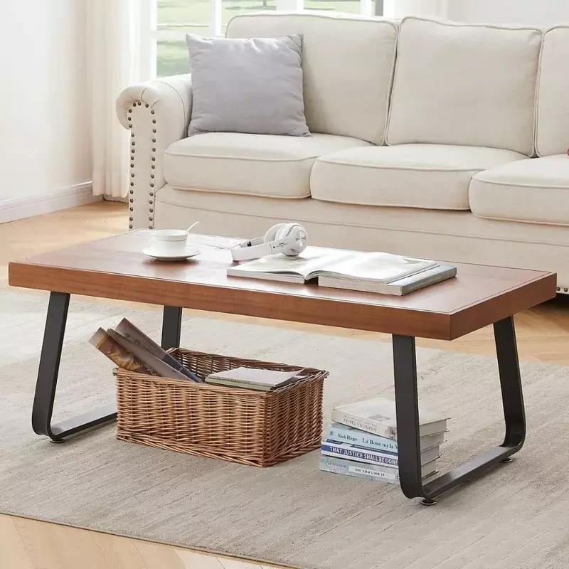 مجموعة طاولات مركزية من الخشب الطبيعي لغرفة المعيشة ، طاولات القهوة ، طاولات القهوة ، بنية ريفية ، تصميم فاخر ، أثاث ، 47"