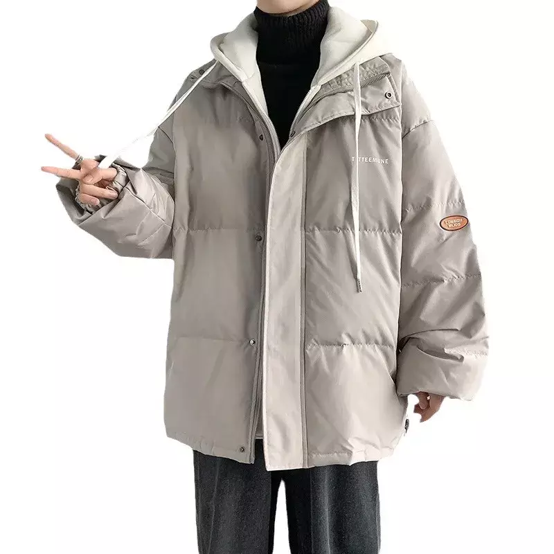 -20℃~-5℃ Popular couple's down jacket men's trendy autumn and winter white duck  brand hooded fake two-piece clothing
