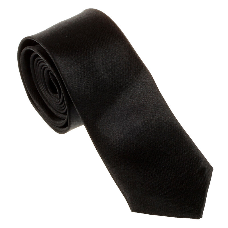 Laço casual unisex para homens e mulheres, gravata fina, cor preta