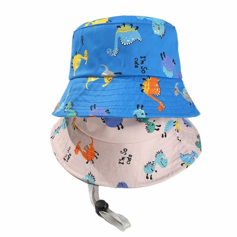 หมวกผ้าพันคอแฟชั่นผ้าฝ้ายโพลีเอสเตอร์สำหรับเด็กหมวกปานามารูปการ์ตูนหมวกกันแดดระบายอากาศได้ดีน่ารัก