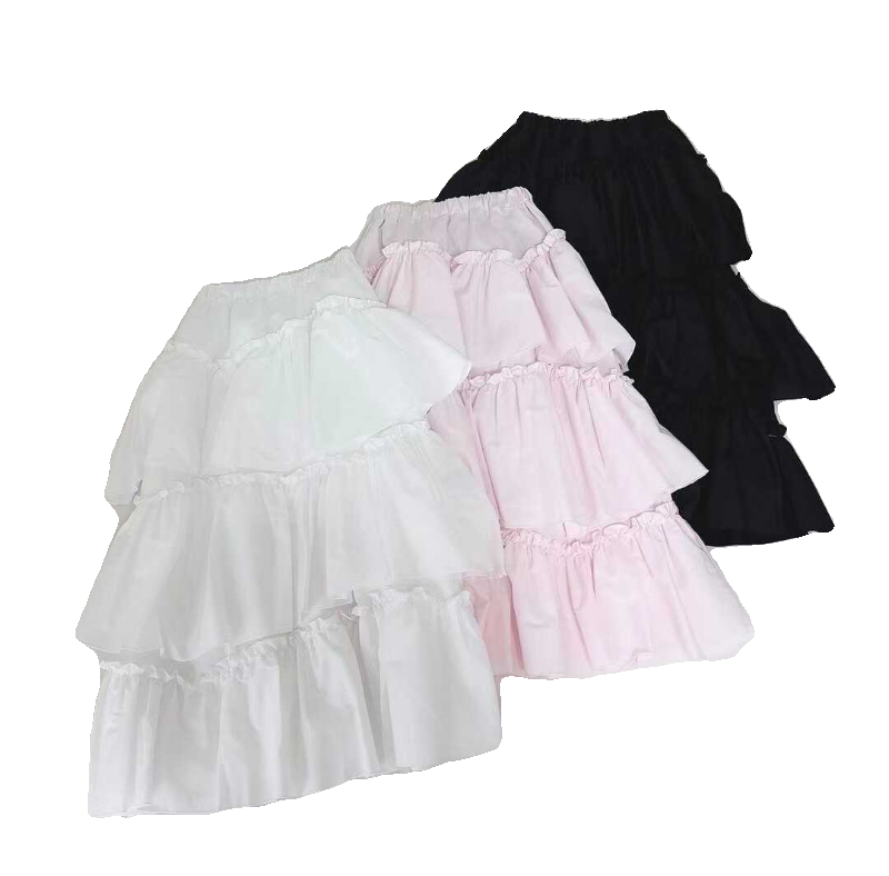 Rok Lolita gaya Jepang untuk wanita 2024 rok lipit ruffle peri berlapis baru musim panas rok panjang merah muda manis wanita Faldas