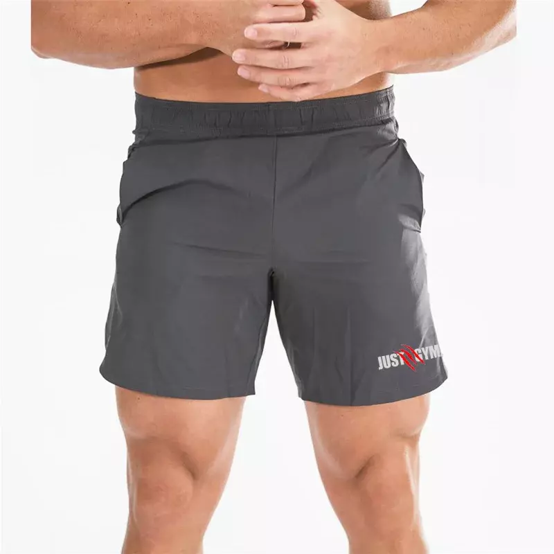 Celana pendek olahraga pria, celana latihan lari cepat kering Fitness elastis musim panas bermerek trendi