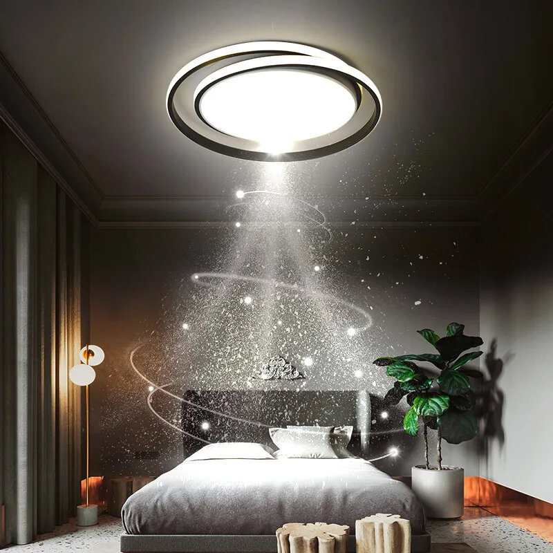 Moderne LED-Decken leuchte, neue Pendel leuchte, Schlafzimmer, Wohnzimmer, Küche, Arbeits zimmer, golds ch warzes kreisförmiges Heim dekorations licht