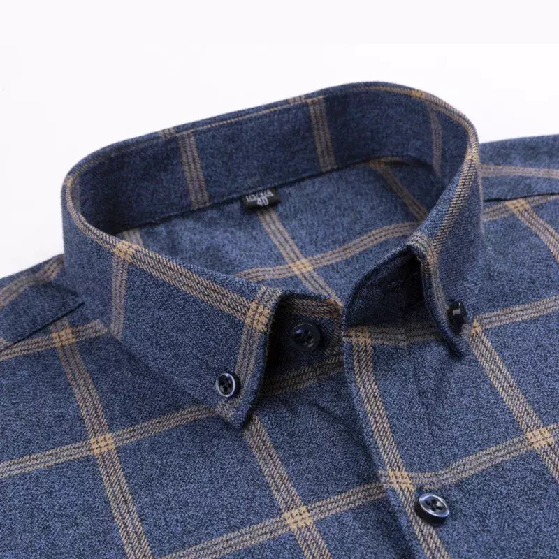 Camisa xadrez masculina de algodão puro manga longa regular ajuste masculino casual camisa de grandes dimensões lazer outono blusa masculina novo plus size