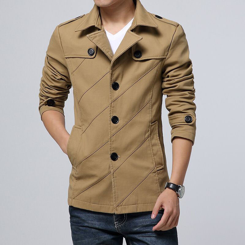 Jesienna zimowy płaszcz trencz męska Streetwear wiatrówka męska solidna biznesowa luźna długa marynarka Streetwear