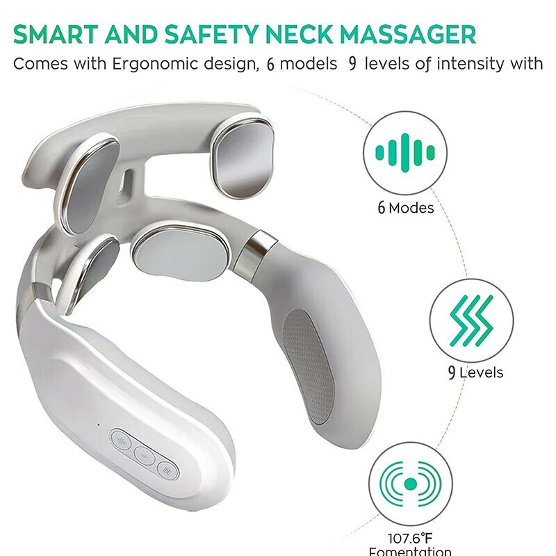 Neck Massage Machine 4 Head And Neck Protection Heating Machines Breathing Light Vibration Hot Compress Cervical Spine Machine