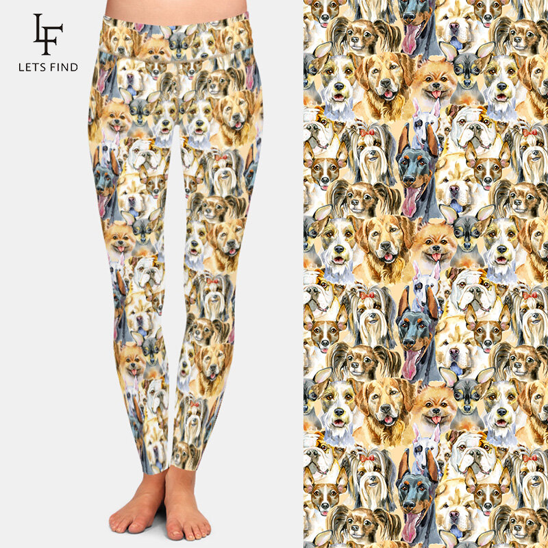 LETSFIND New Arrival 3D Animals Dogs Digital Printing High Waist Elastic Women  Casual Comfortable Fitness Leggings