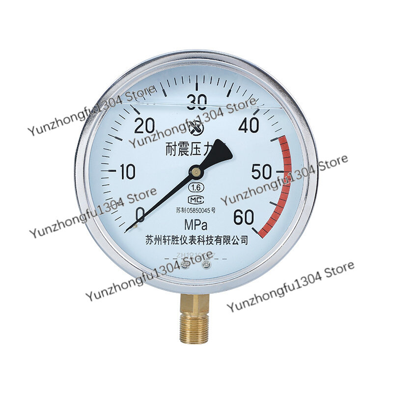 مقياس ضغط الزيت ، مقاوم للصدمات ، مقاوم للاهتزاز ، مقياس ضغط هيدروليكي ، مقاوم للصدمات ، Yn150 ، 60mpa