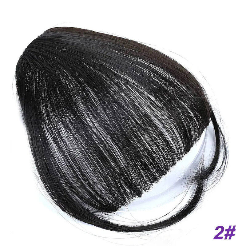 Wig sintetik wanita, Wig tumpul serat tahan panas 2 klip dapat bernafas pendek lurus dengan sisi, Wig Bang