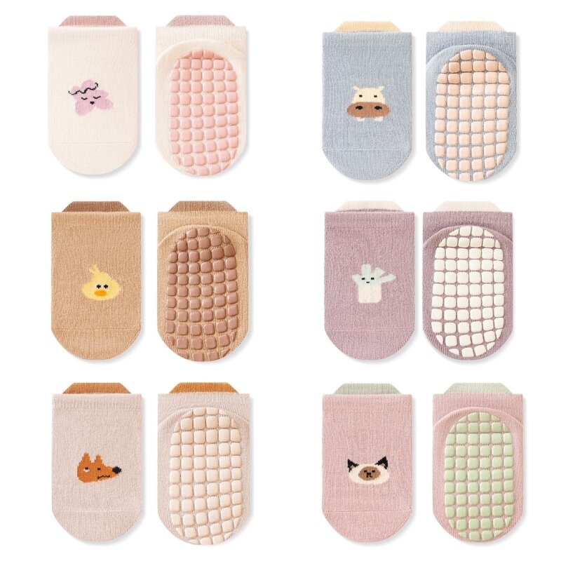 HUYU AntiSlip Cartoon Floor Socks for Baby Unisex Prewalker Shoes Rubber Soles Ankle Socks Infant Shoes for Indoor