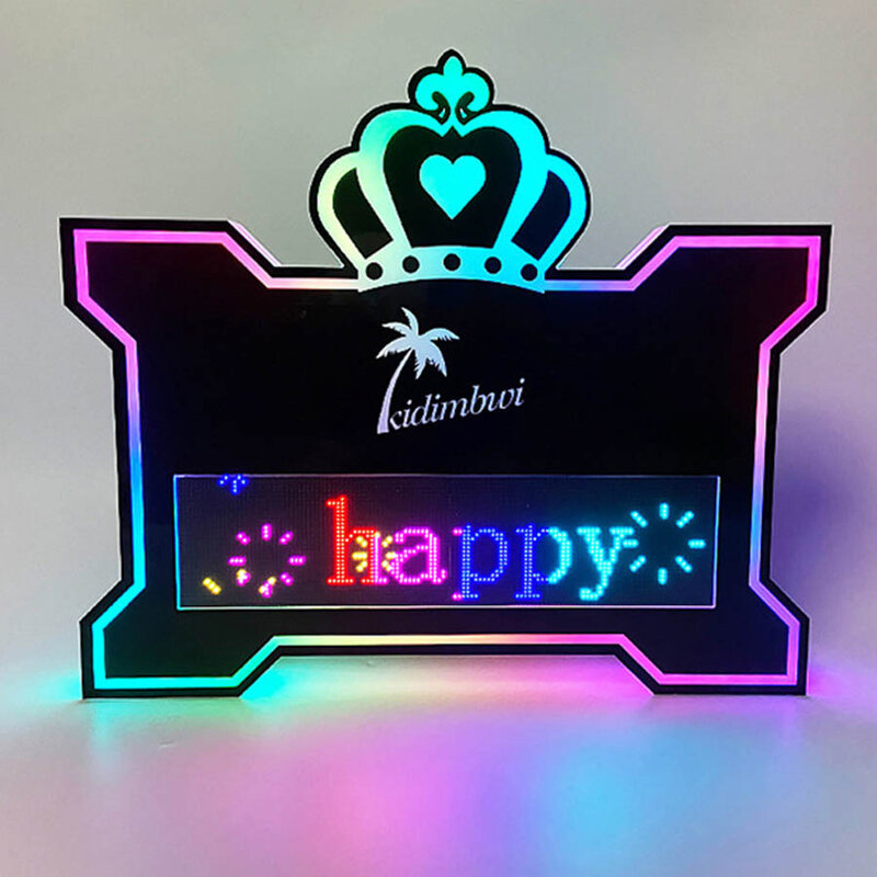 Rechargeable Digital LED Crown Shape Programmable Message Board LED Luminous Service Letter Message Sign for Night Club Decor