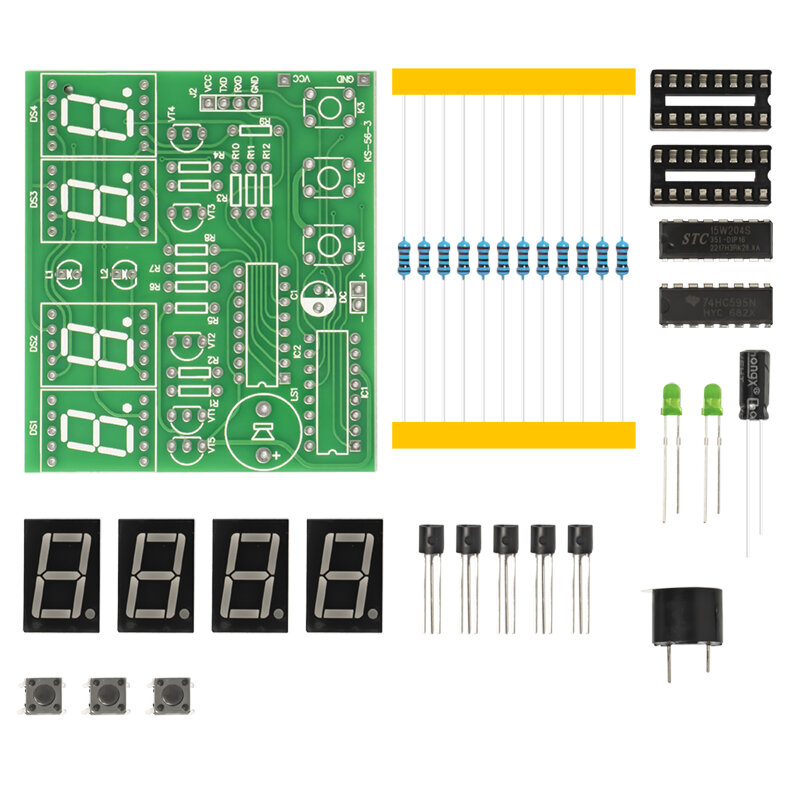 4-bit Digital Electronic Welding Clock DIY Kit Self Assembly and Soldering DIY Kit Components