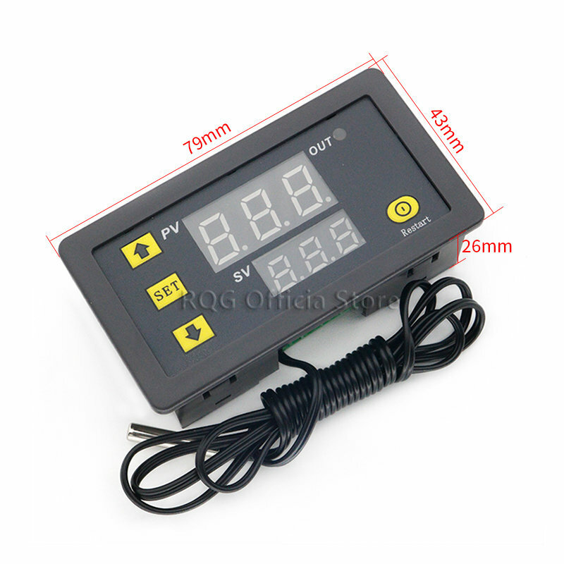 Controle de temperatura digital ac w3230, dc 12v 24v 110v 220v, tela led, termostato com interruptor de aquecimento e refrigeração, sensor ntc