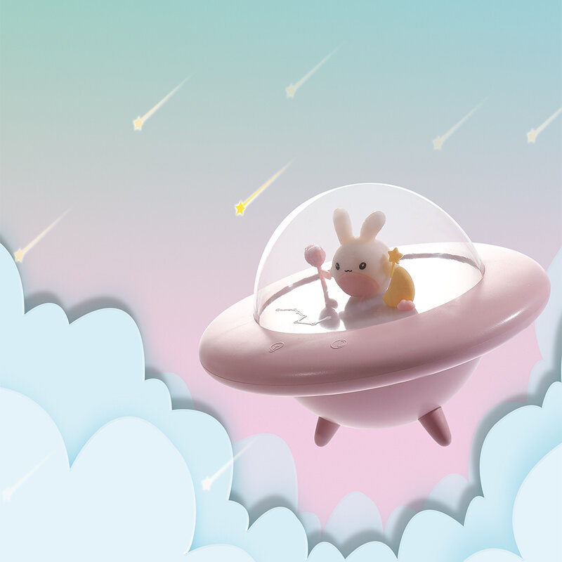 가정 장식 비행 토끼 음악 야간 조명 선물, 재미있는 여러 음악 어린이 수면 토끼 램프