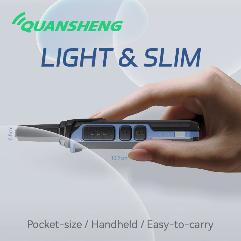 Quansheng-mini walkie talkie TG-A1, radio bidireccional, tamaño pequeño, UHF, función completa, tipo c
