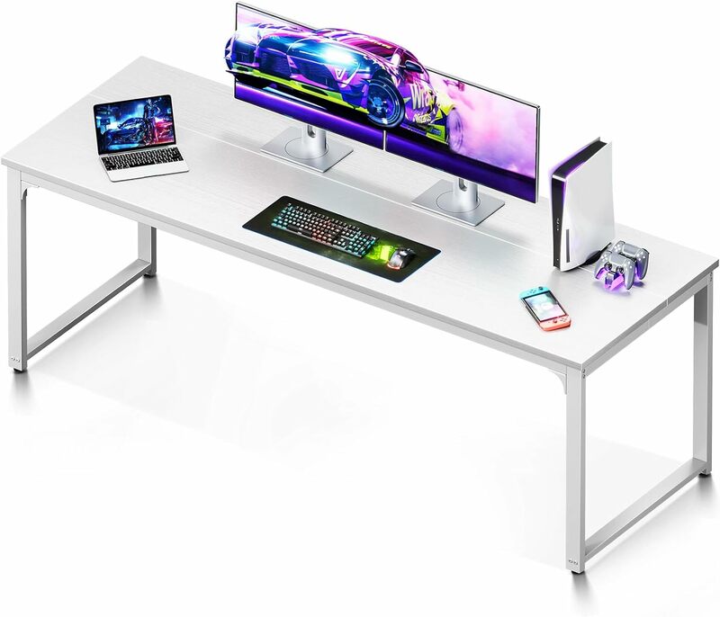 Mesa do computador do estilo moderno e simples para escritório em casa, estudo e escrivaninha do estudante, branco puro, 71 polegadas