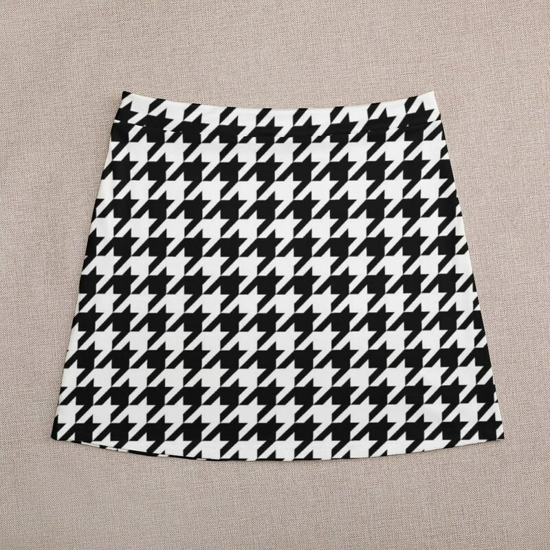 Minifalda con estampado geométrico abstracto de pata de gallo para mujer, ropa de lujo con cuadros rotos negros, vestidos de noche para verano, 2023