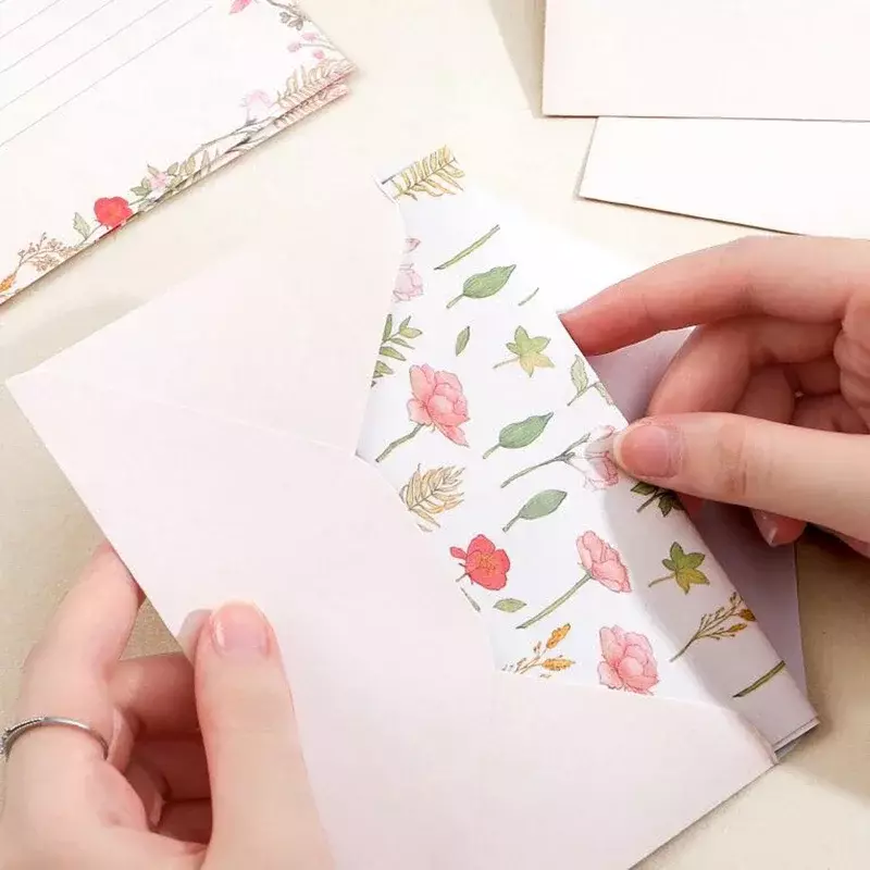 9 szt. Kopert z kopertami na listy pocztówka z zaproszeniami na przyjęcie weselne okładki papier do pisania koreańskie piśmiennicze biura
