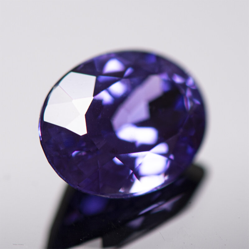 Cuentas de zafiro cultivadas en laboratorio, forma ovalada, Color azul púrpura, abalorios de piedras preciosas, Material de fabricación de joyas Diy, certificado AGL seleccionable