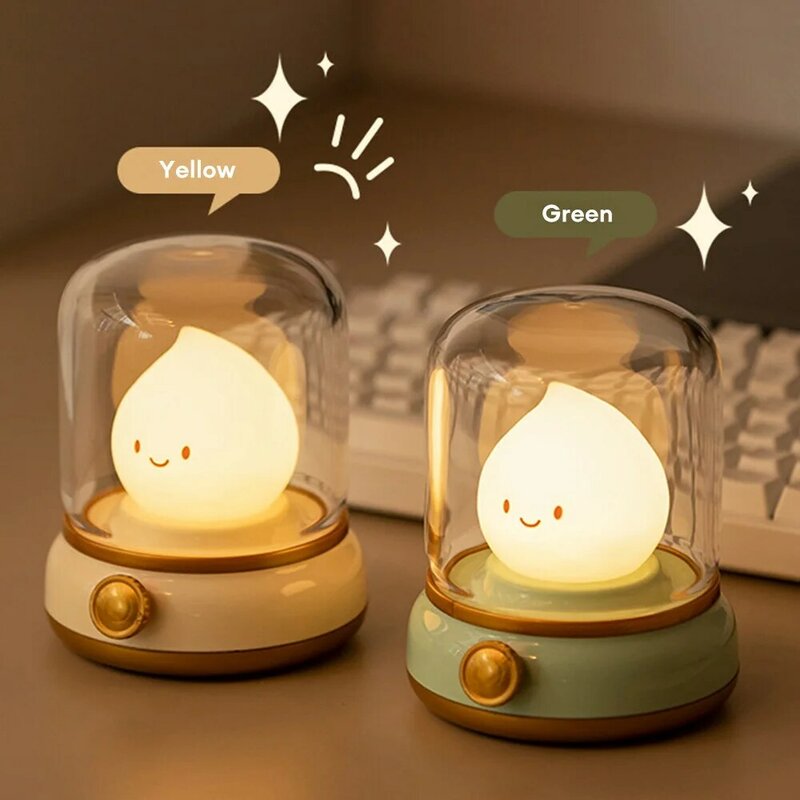 LED Retro Oil Lamp Desktop Cute Night Lamp Creative USB Rechargeable Portable Cartoon Table Lamp For Bedroom Home Hotel Decor