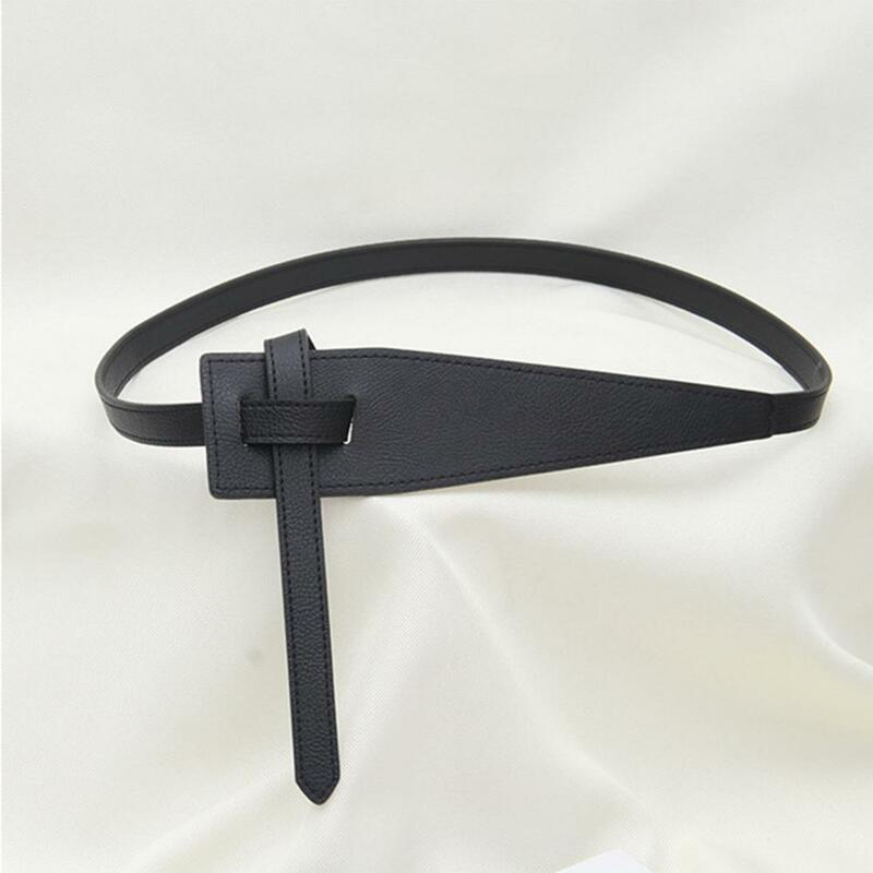 Women Practical Waistband Fashionable Korean Style Women's Faux Leather Belt Irregular Shape Adjustable Knot Long for Suit
