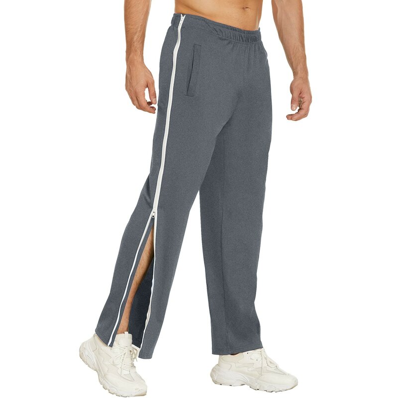 Celana panjang kasual untuk pria, celana olahraga, celana sobek, celana basket, celana kasual dengan kantong latihan untuk pria