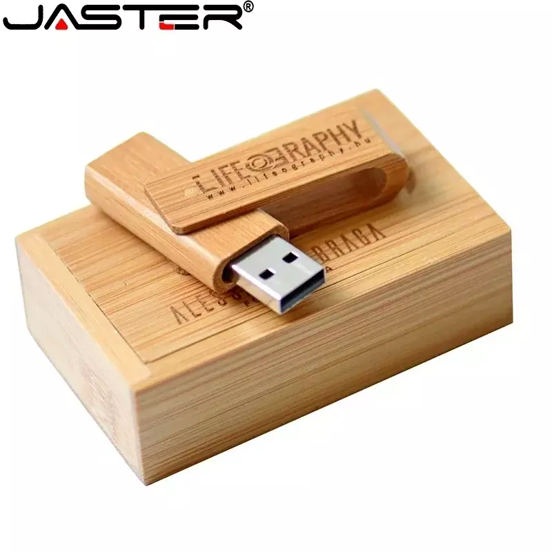 JASTER عالية السرعة القلم محرك خشبي للتدوير محرك فلاش USB 64GB ذاكرة عصا الحرة شعار مخصص الإبداعية هدية U القرص لأجهزة الكمبيوتر المحمول