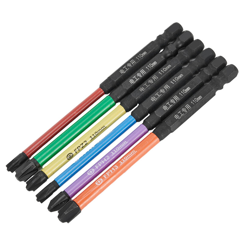 6pcs 110mm Magnetic Special Slotted Cross Screwdriver Bit For Electrician FPHFPZ Electric Screwdriver Replacement Parts