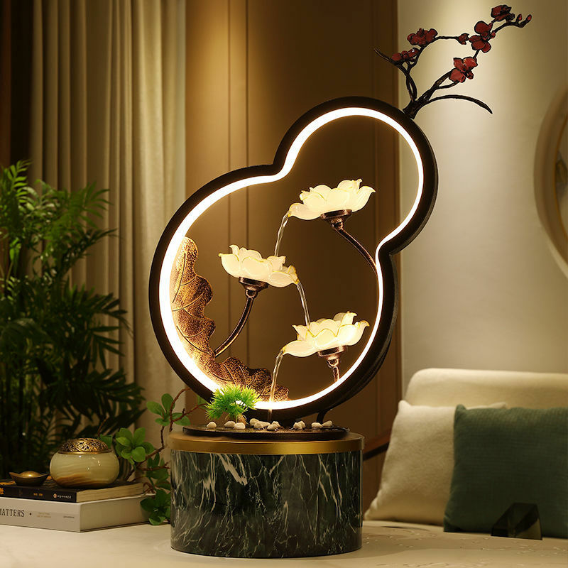 Lampe à LED Feng Shui de style chinois, aménagement paysager automatique d'aquarium, circulation à la maison, décoration de brouillard d'eau qui coule, Ro vivant
