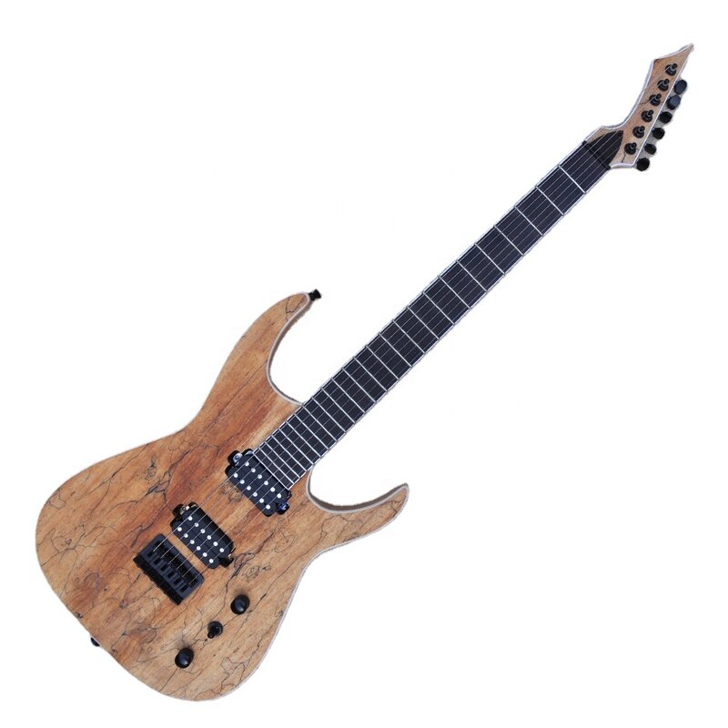 Flyoung gitar elektrik warna kayu alami, gitar listrik 6 senar, gitar OEM