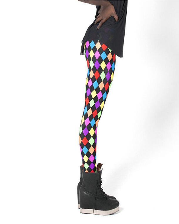 Mallas ajustadas con estampado geométrico de rombos para mujer, leggings coloridos, XL, 3406