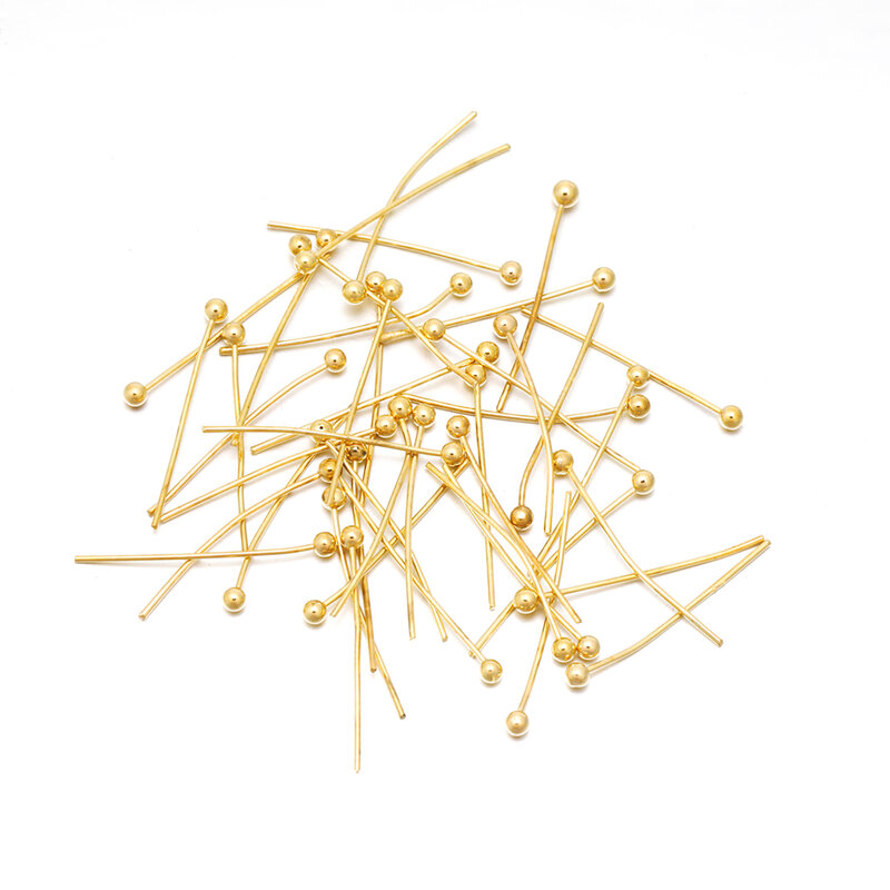 50 pces de aço inoxidável 20/30/40mm ouro cor bola cabeça pinos para diy jóias descobertas que fazem acessórios suprimentos
