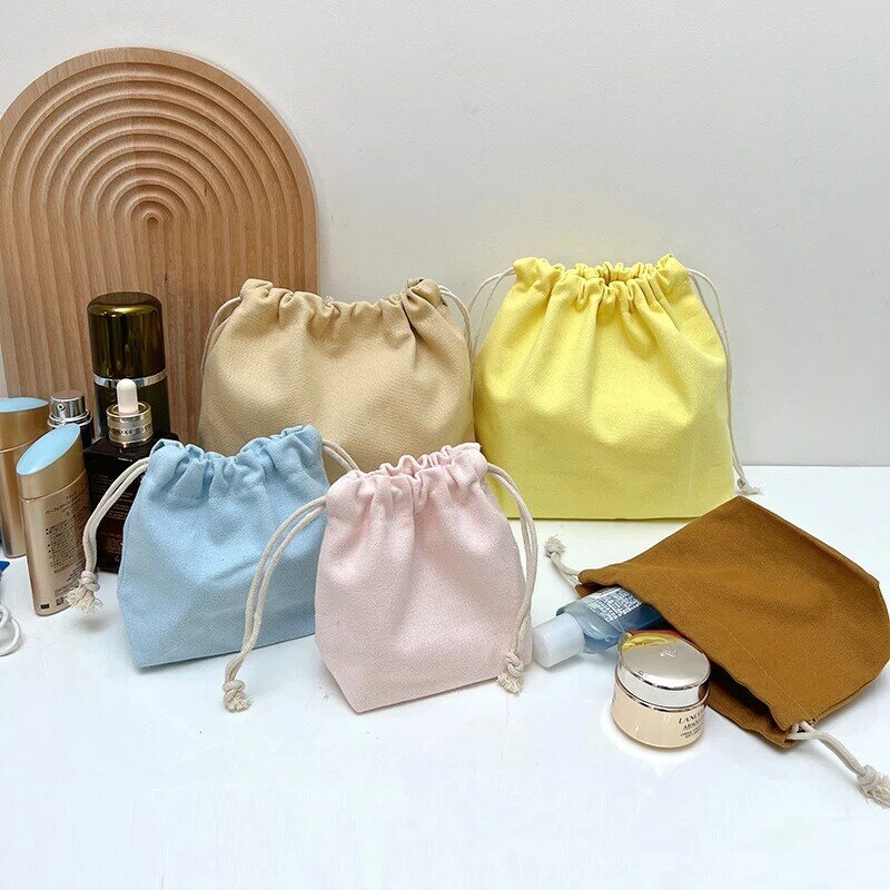 Bolsa grande de lona con cordón para mujer, organizador de joyas de caramelo, bolsa de viaje portátil, almacenamiento de cosméticos, bolsa de tela de algodón, regalo, 27x8x20cm