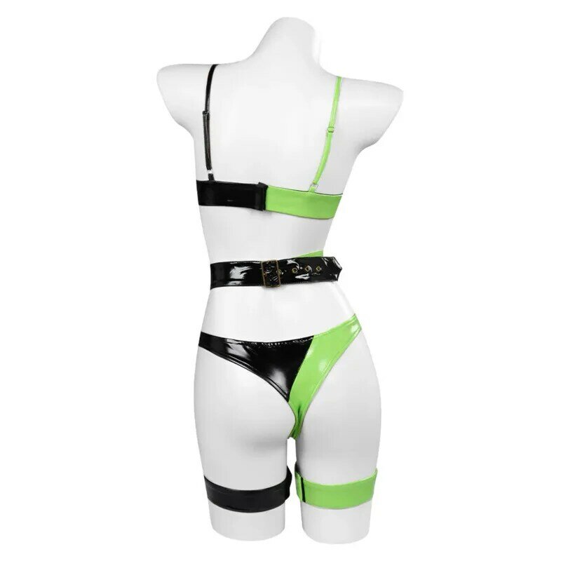 Female Shego Cosplay Costume Lingerie Women Girls Sexy Outfit Top Pants Fantasia Halloween Carnival Party Roleplay Disguise Suit