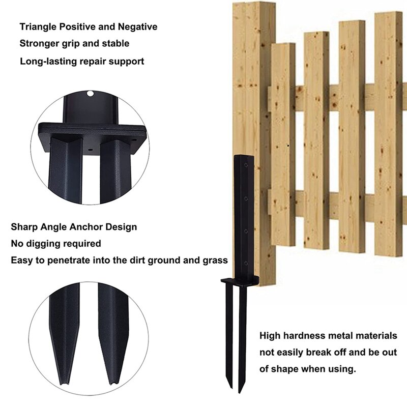 Kit di ancoraggio per palo di recinzione da 2 pezzi pali di riparazione per pali di recinzione in acciaio per impieghi gravosi per la riparazione