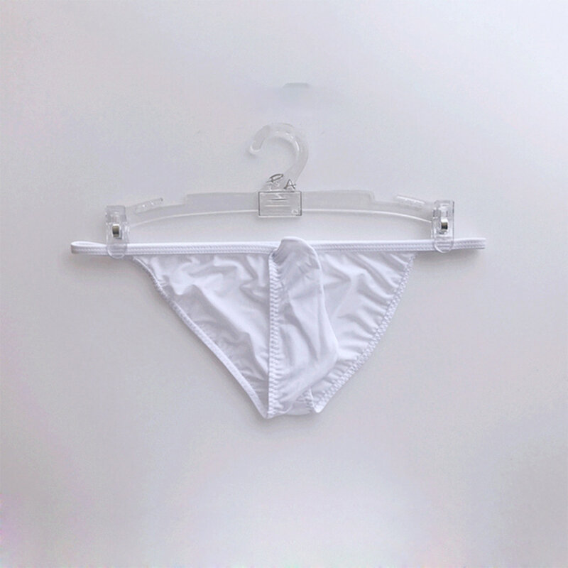 Sexy tanga transparente para homens, calcinha transparente, bolsa de bojo, calcinha pura, fio dental ultrafino, lingerie erótica, roupa íntima de seda gelada