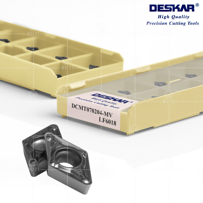DESKAR 100% Original DCMT070204 DCMT070208-MV LF6018 Alta Qualidade CNC Torno Cortador Interno Carbide Inserções Para Aço Inoxidável