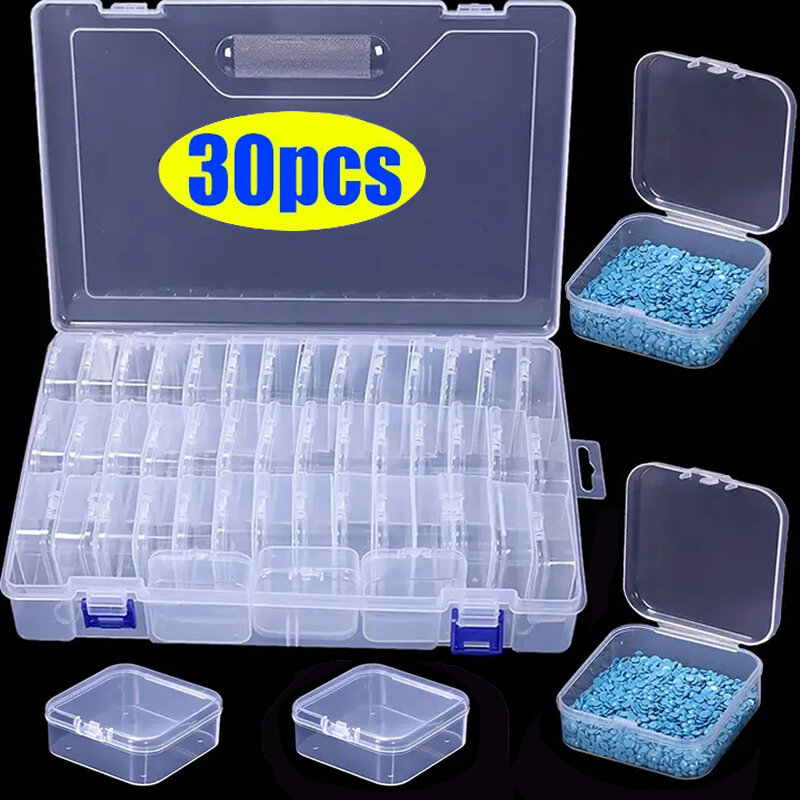 Mini caja de plástico cuadrada transparente, contenedor de almacenamiento, embalaje a prueba de polvo, caja de exhibición, embalaje para joyería, cuentas, pendientes