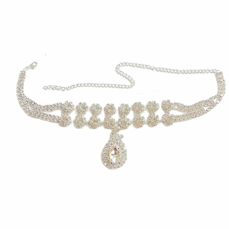 Модное блестящее женское ожерелье с кристаллами в виде капли воды