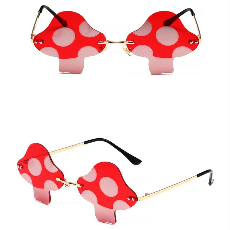 2023 New Mushroom Sunglasses Fashion Retro Rimless Unique Sun Glasses for Girls and Boys Steampunk Sunglasses Shades Eyeglasses