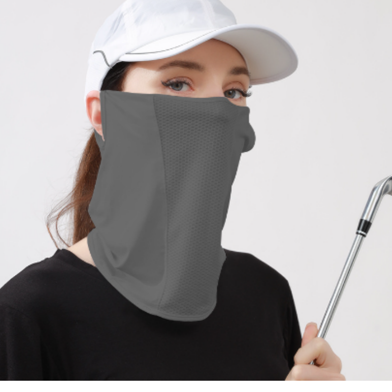 UPF 50+ Sunscreen Mask Ice Silk Ear Hanging Mask Breathable Golf Mesh Oxygen Mask Lightweight UV Sun Protection Neck Scarf
