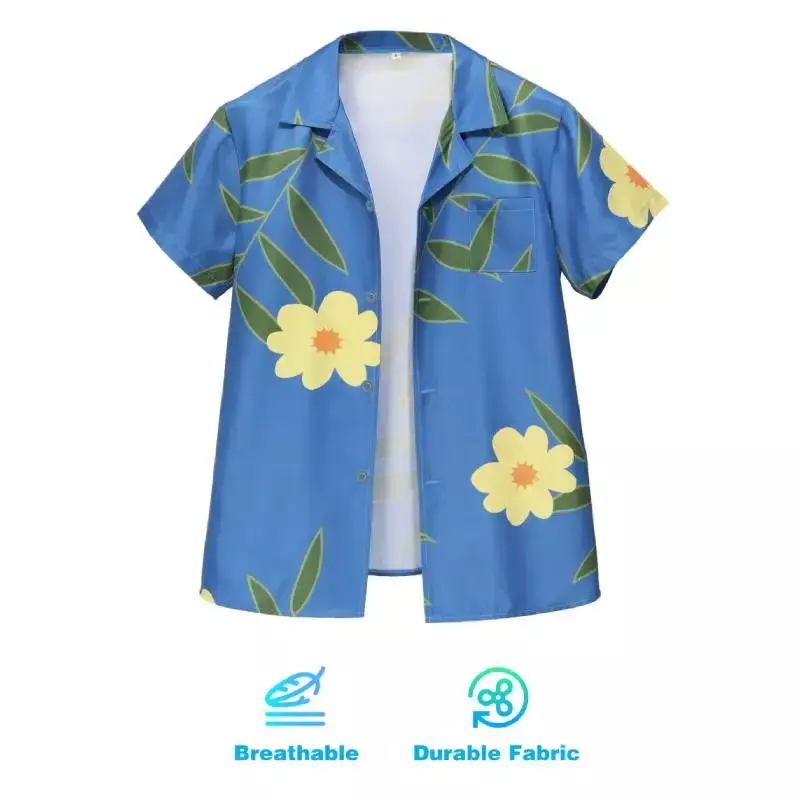 WSIX-Camisas casuais com estampa havaiana masculina, camisas de manga curta para praia, camisa cosplay Geto Suguru, moda verão