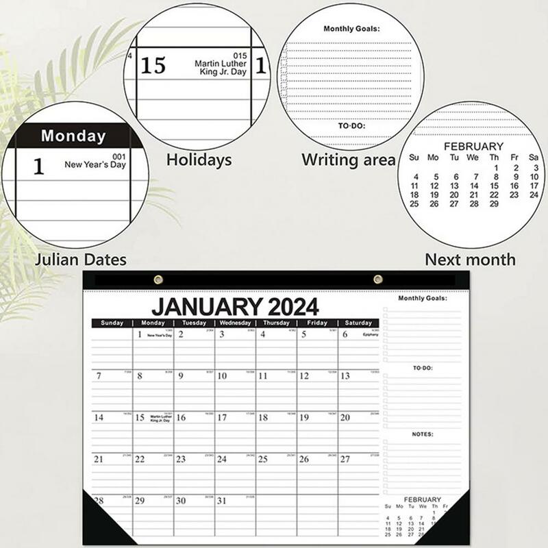 Wall Calendar Compact Calendar Durable Easy-to-read 18-month Wall Desktop Calendar for 2024.1-2025.6 English Multi-purpose