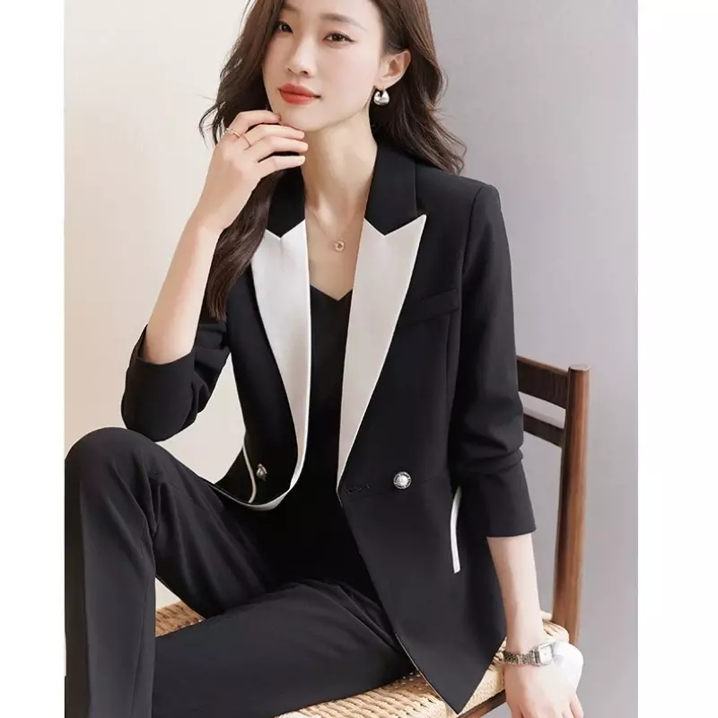 Ensemble de veste mi-longue pour femme, édition coréenne, mode décontractée, élégant, haut de gamme, luxe, affaires formelles, printemps et automne