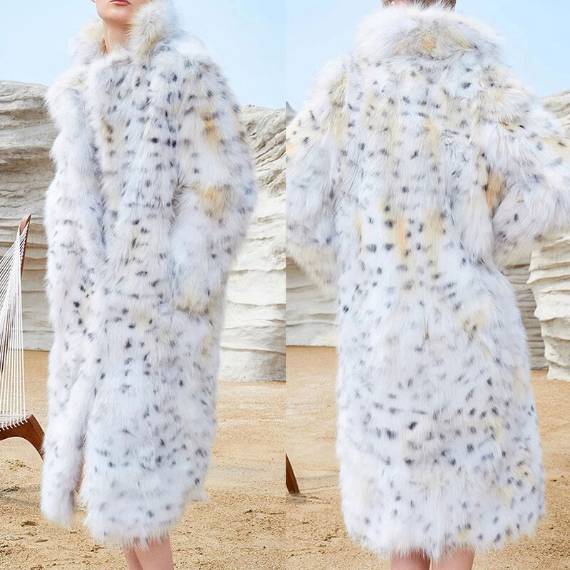 Chaqueta con capucha de piel de zorro Artificial para mujer, abrigo grueso de manga larga, a la moda, Otoño e Invierno