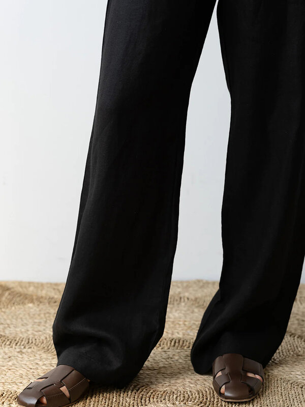 กางเกงเอวสูงยืดหยุ่นสำหรับผู้หญิงกางเกงขากว้างทรงหลวมกางเกงลำลองออกไปข้างนอกกางเกงสตรีทแวร์