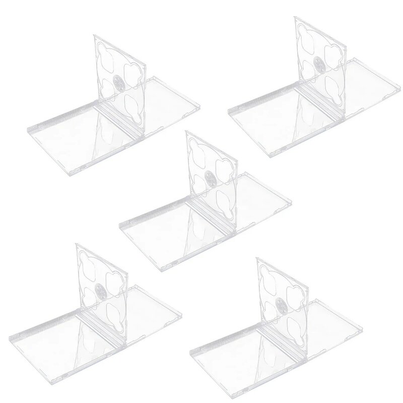 5pcs Dual CD Jewel Case with Assembled Clear Tray Standard Empty Clear Replacement DVD Case Portable CD Package Case