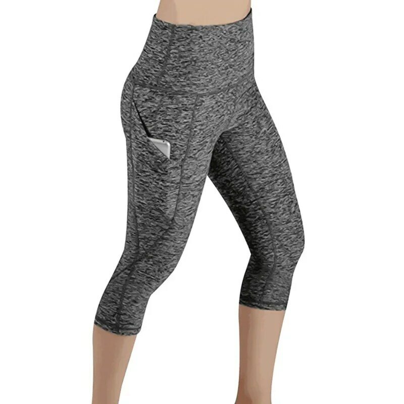 Леггинсы 3/4 брюки женские Капри повседневные брюки спортивные штаны для фитнеса с высокой талией дизайнерские спортивные Леггинсы с боковыми карманами