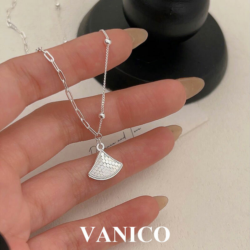 Sparkle Sector Full Sequin Pendant Necklace 925 Sterling Silver Trendy Glitter Skirt Shape Charm Necklace Jewelry Gift for Women